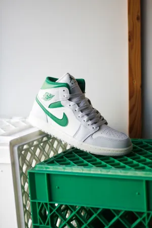 AIR JORDAN 1 MID (GS) SUMMIT WHITE/PINE GREEN-PURE PLATINUM