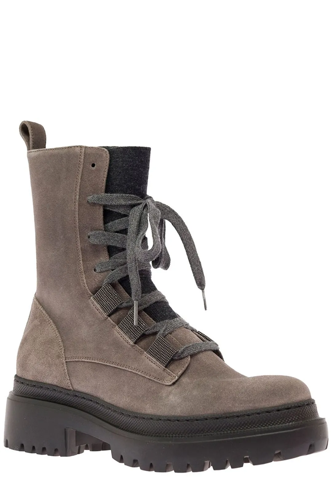 Brunello Cucinelli Lug Sole Lace-Up Boots