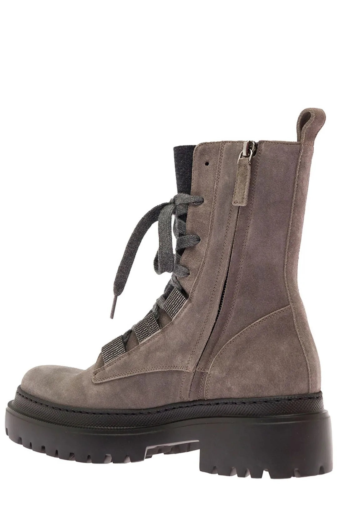 Brunello Cucinelli Lug Sole Lace-Up Boots