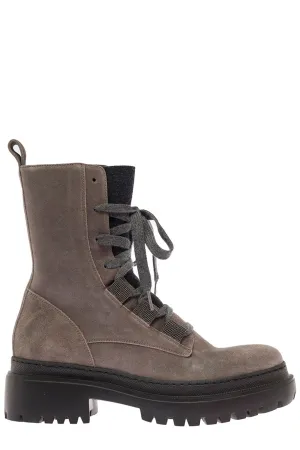 Brunello Cucinelli Lug Sole Lace-Up Boots