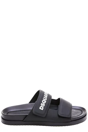 Dsquared 2 Logo Print Touch Strap Detailed Slides