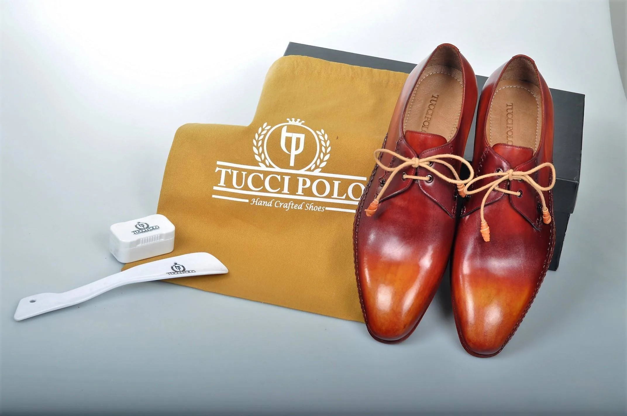 Exquisite Design TucciPolo Prestigiously Handcrafted Burnished Tan Luxury Mens Italian Leather Shoes