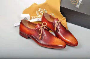 Exquisite Design TucciPolo Prestigiously Handcrafted Burnished Tan Luxury Mens Italian Leather Shoes