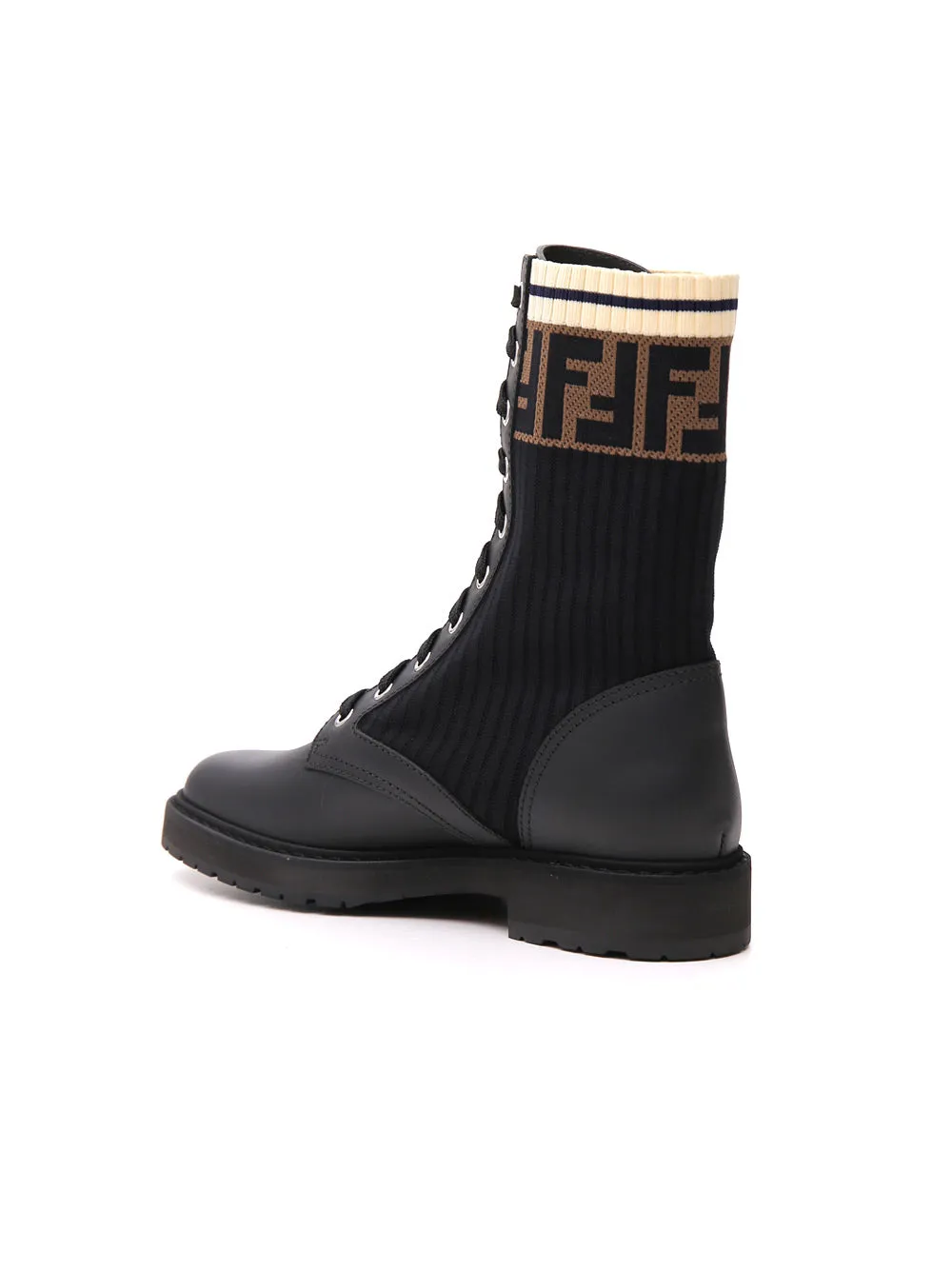 Fendi Rockoko FF Motif Combat Boots