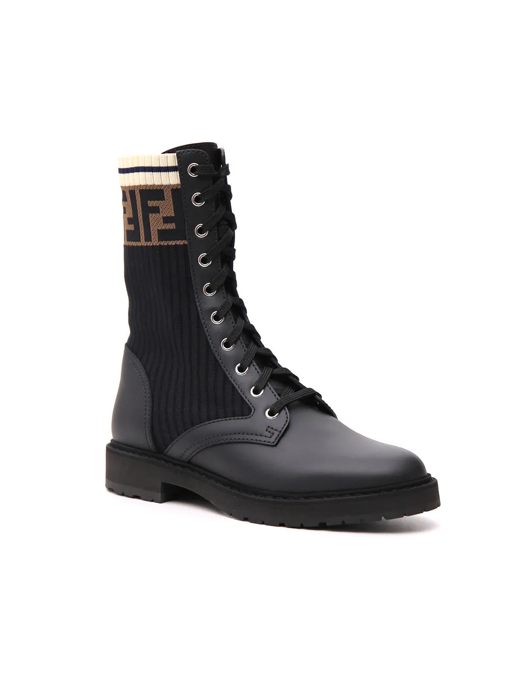 Fendi Rockoko FF Motif Combat Boots