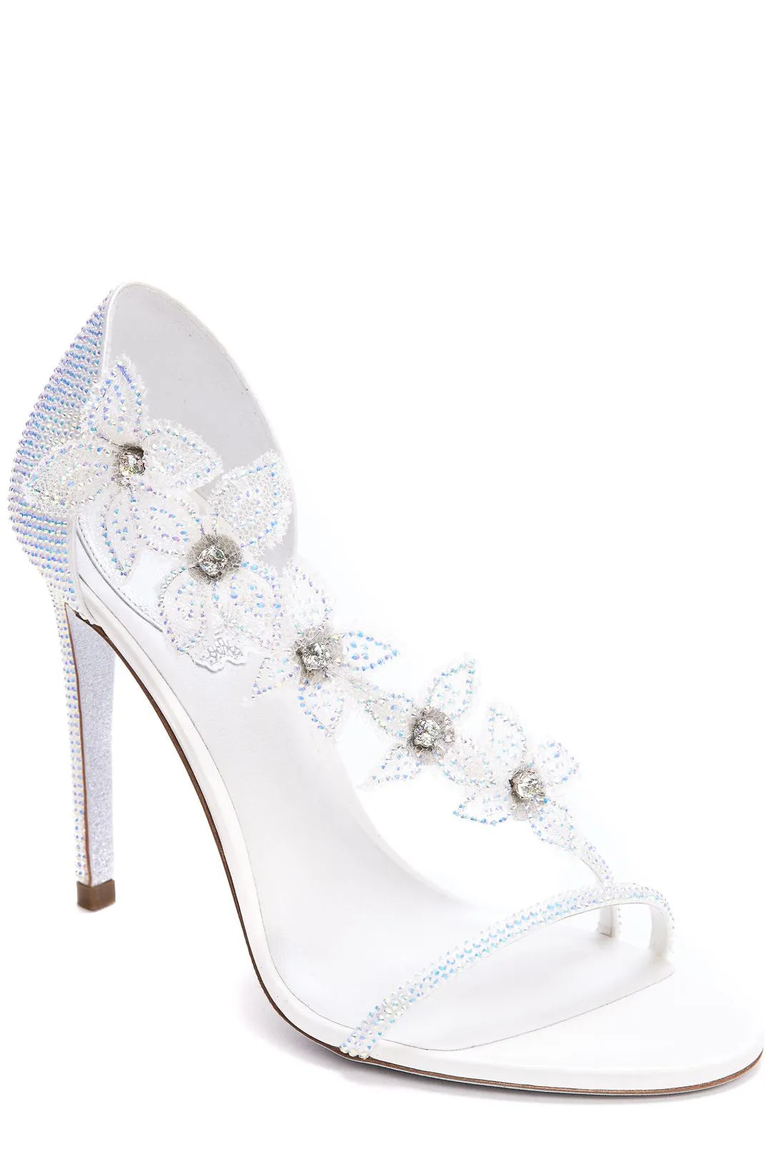 René Caovilla Floriane Flower Crystal-Embellished Heel Sandals