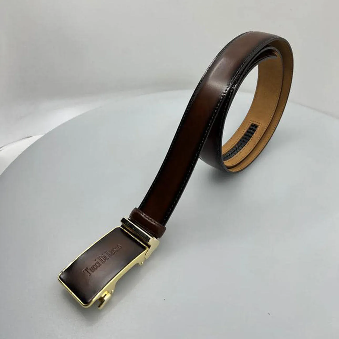 Tucci Di Lusso Handmade Ratchet Mens Luxury Slide Leather Smart Belts