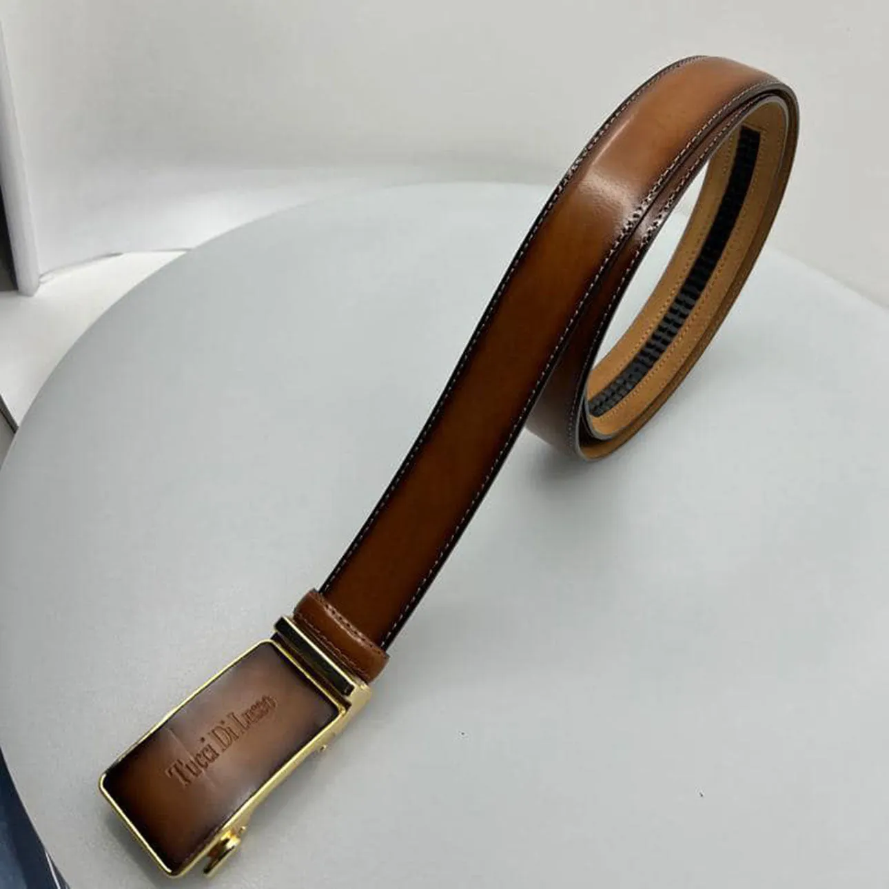 Tucci Di Lusso Handmade Ratchet Mens Luxury Slide Leather Smart Belts