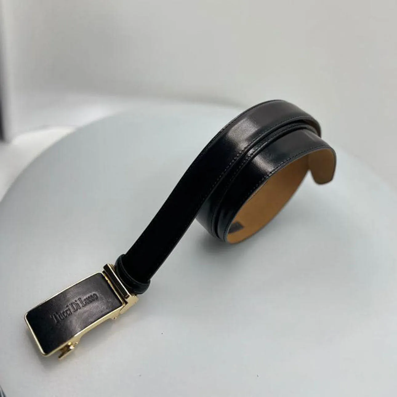 Tucci Di Lusso Handmade Ratchet Mens Luxury Slide Leather Smart Belts