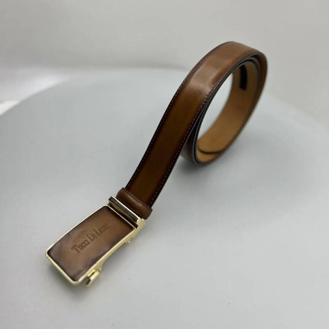 Tucci Di Lusso Handmade Ratchet Mens Luxury Slide Leather Smart Belts
