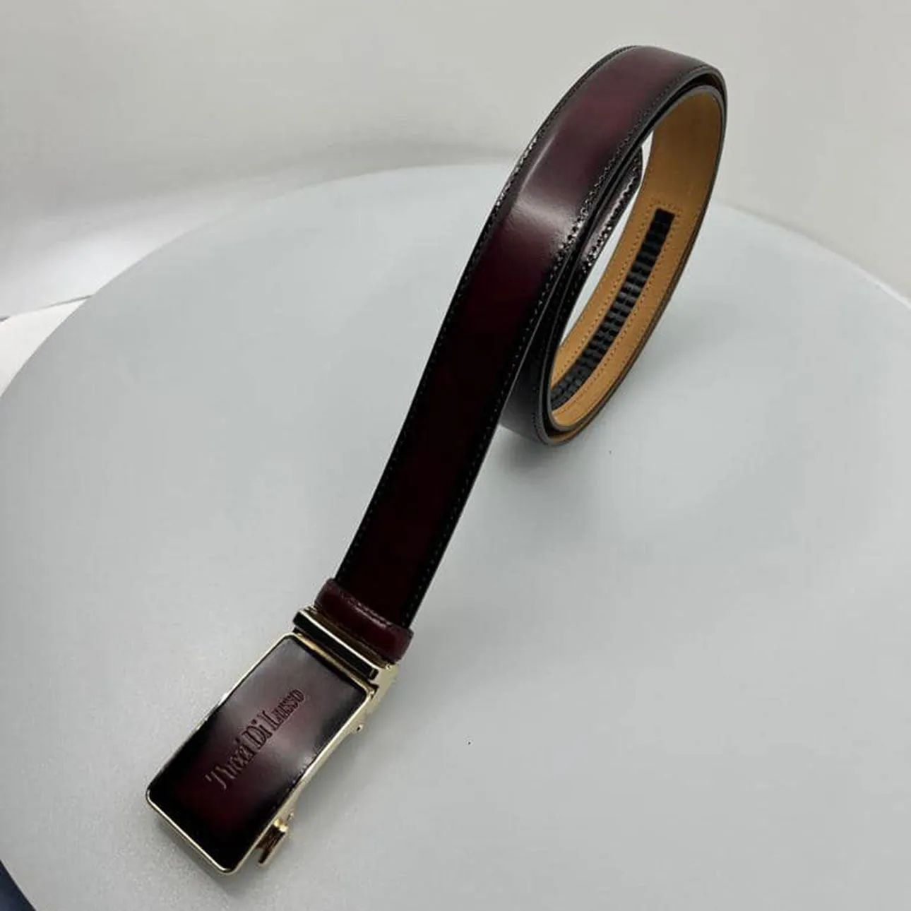 Tucci Di Lusso Handmade Ratchet Mens Luxury Slide Leather Smart Belts
