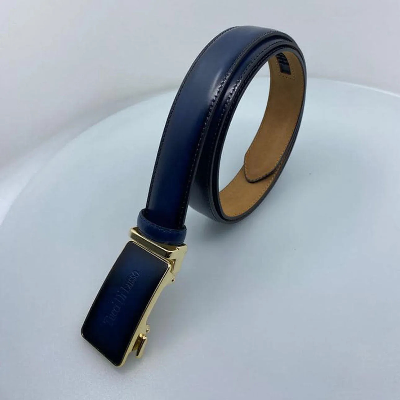 Tucci Di Lusso Handmade Ratchet Mens Luxury Slide Leather Smart Belts