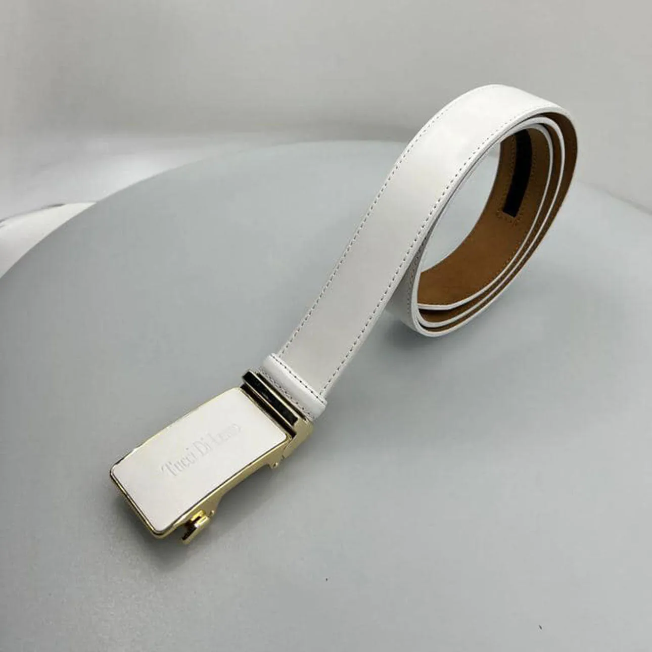 Tucci Di Lusso Handmade Ratchet Mens Luxury Slide Leather Smart Belts
