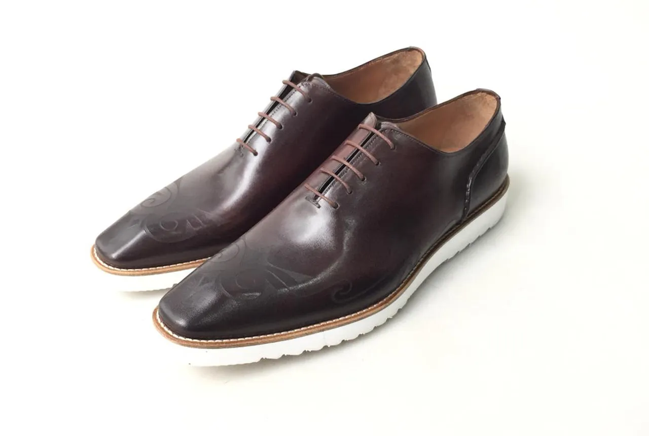 TucciPolo 2020 Handmade Italian Calf Skin Leather Oxford Style Casual Brown Sneaker Dress Shoe
