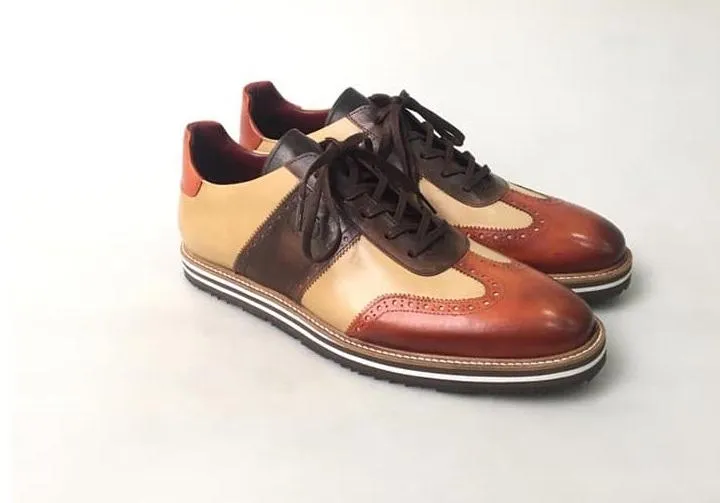 TucciPolo 2020 Limited Edition Sporty Handmade Italian Leather Brown-Tan Casual Sneaker for Men