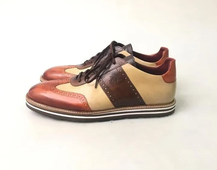 TucciPolo 2020 Limited Edition Sporty Handmade Italian Leather Brown-Tan Casual Sneaker for Men
