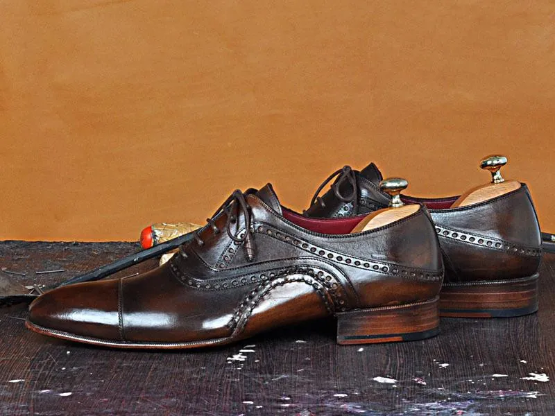 TucciPolo Asper BR Mens Oxfords Brown Handmade Welted Italian Leather Core Luxury Shoe
