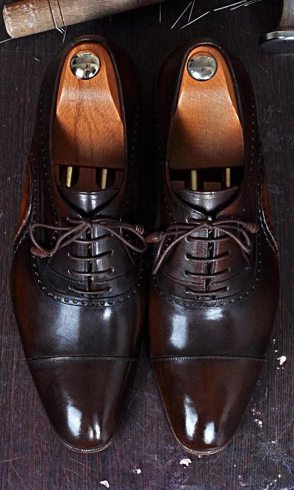 TucciPolo Asper BR Mens Oxfords Brown Handmade Welted Italian Leather Core Luxury Shoe
