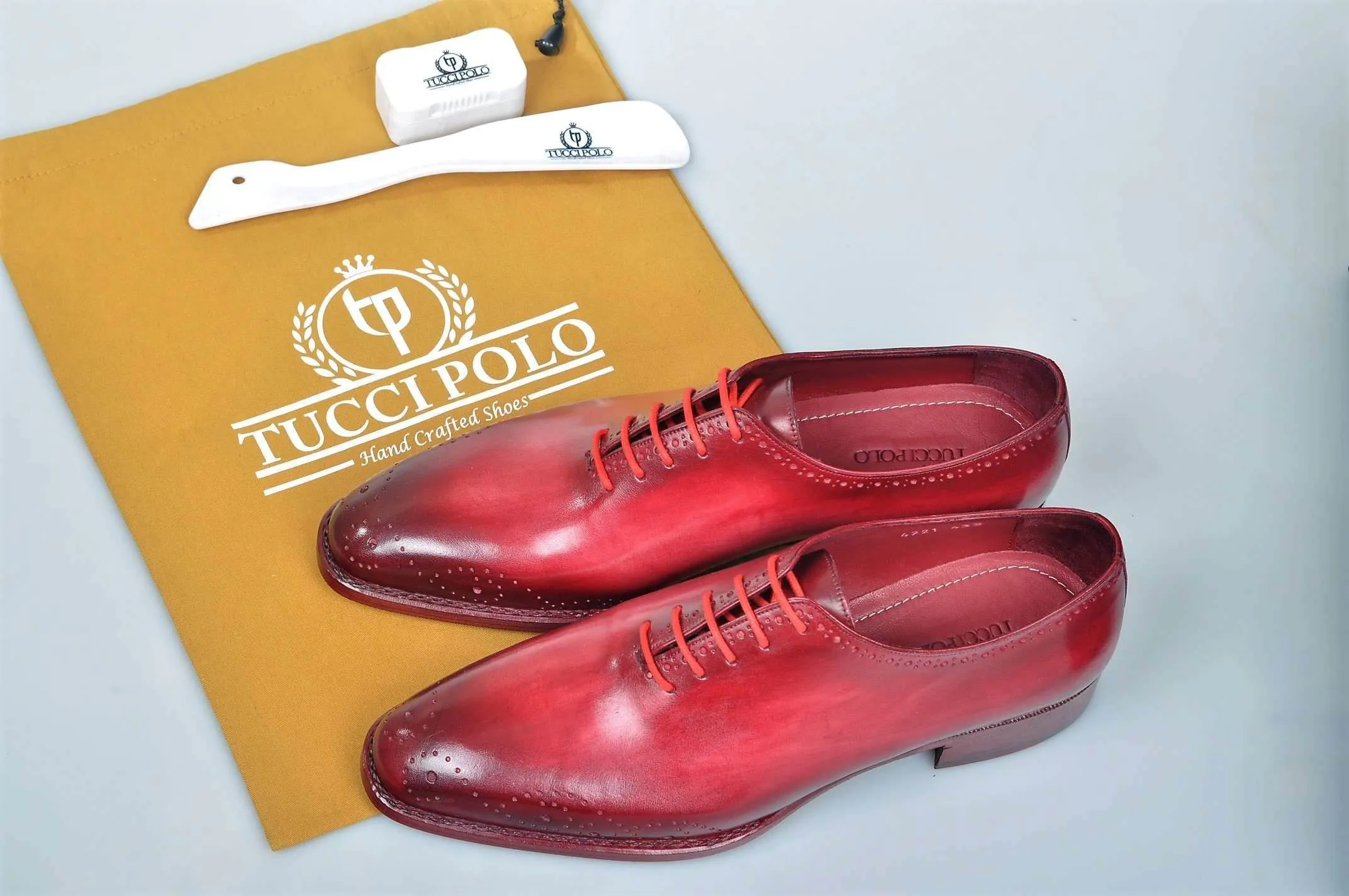 TucciPolo Burgundy Alessandro Wholecut handmade Luxury HandWelted Oxford Italian Leather Mens Shoes