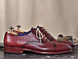 TucciPolo classic Burgundy Lace-ups Calfskin Handmade Luxury Mens Shoe