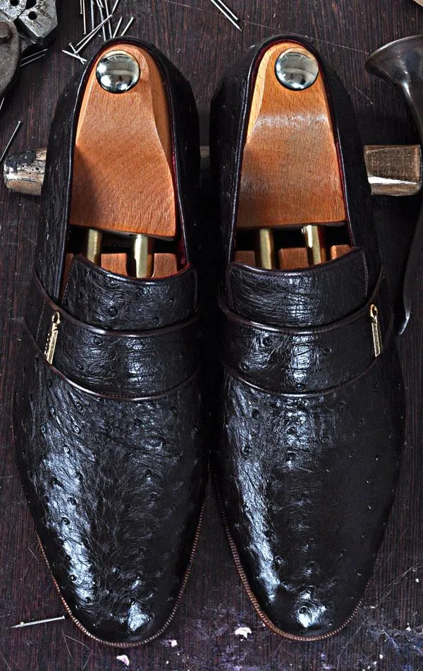 TucciPolo Dace Moccasin Genuine Ostrich Leather Mens Luxury Handmade Shoe