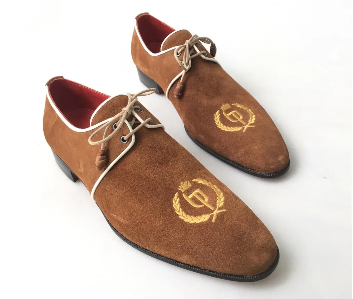 TucciPolo Exclusive Mens Italian Suede Sophisticated and Timeless Luxury Brown Lace-up Slip-on Slippers