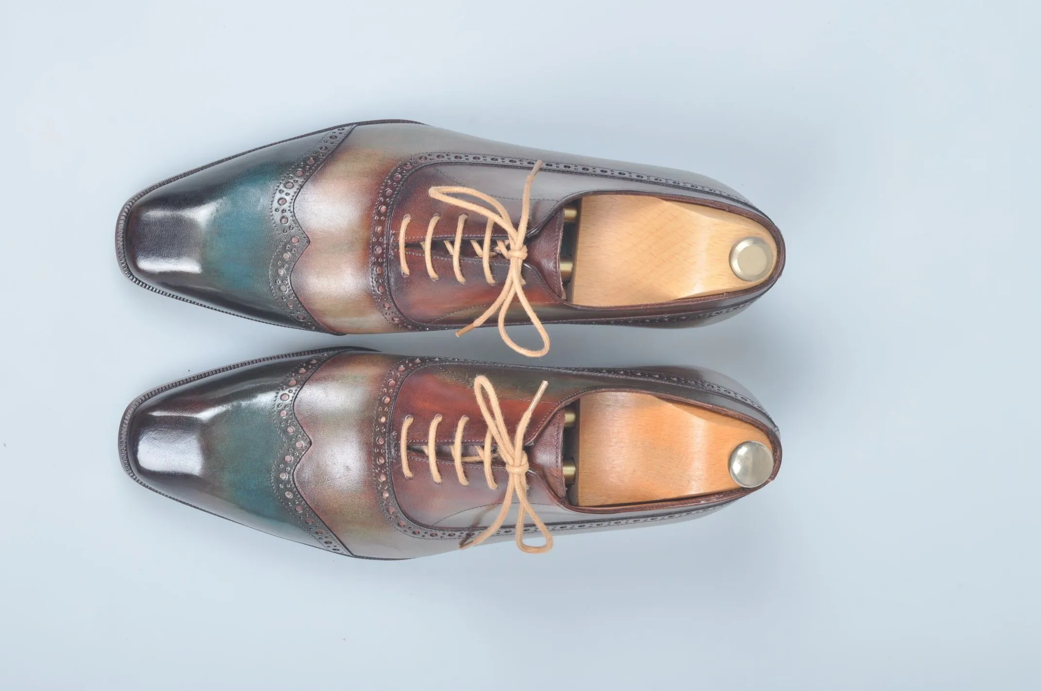 TucciPolo Handmade Luxury Wingtip Oxford Mens Italian Leather Shoes