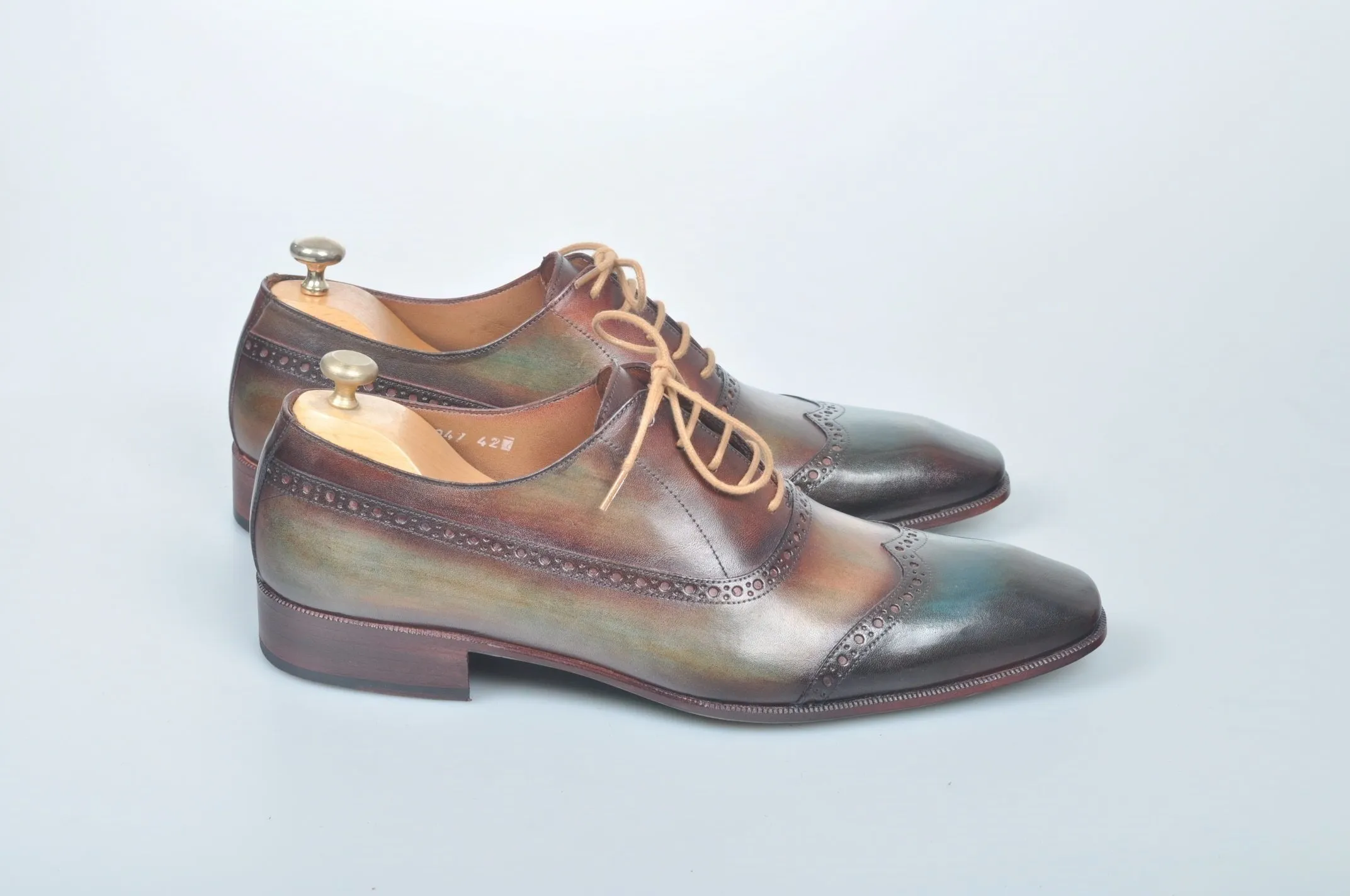 TucciPolo Handmade Luxury Wingtip Oxford Mens Italian Leather Shoes