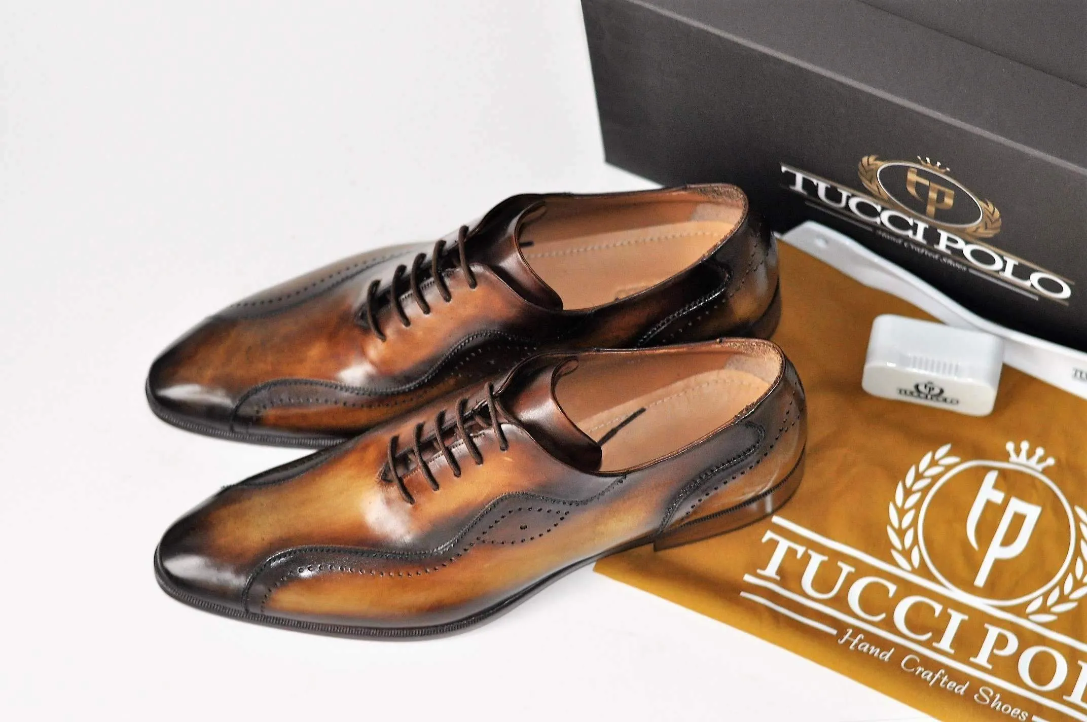 TucciPolo Kesington-TP Handmade Luxury Mens Brown Italian Leather Shoe