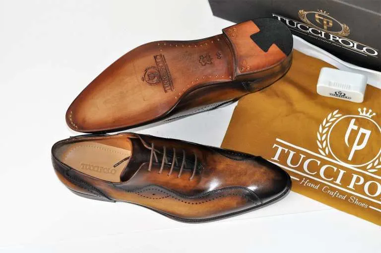 TucciPolo Kesington-TP Handmade Luxury Mens Brown Italian Leather Shoe