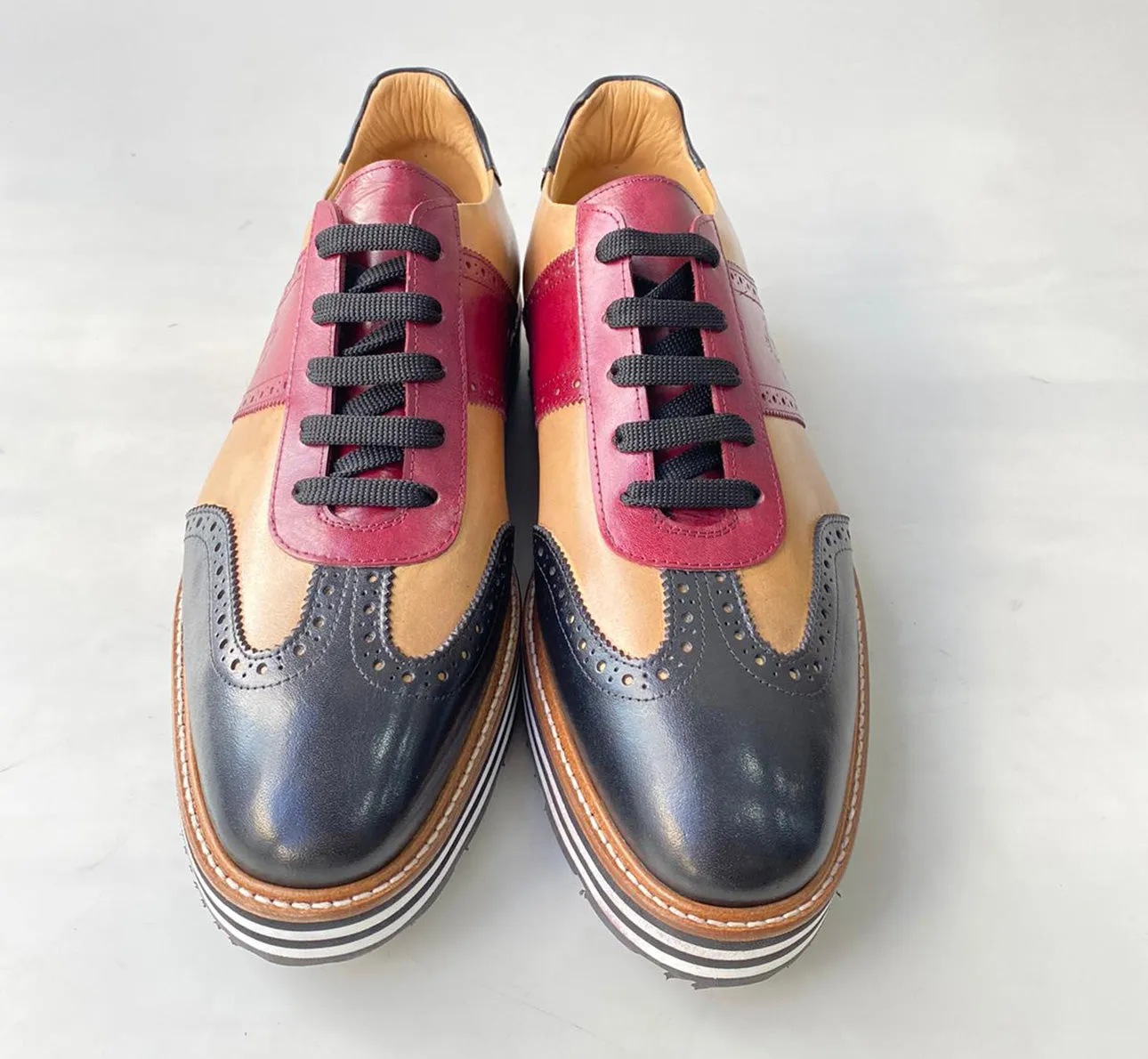 TucciPolo Limited Edition Sporty Handmade Italian Leather Black-Red Casual Sneaker for Men