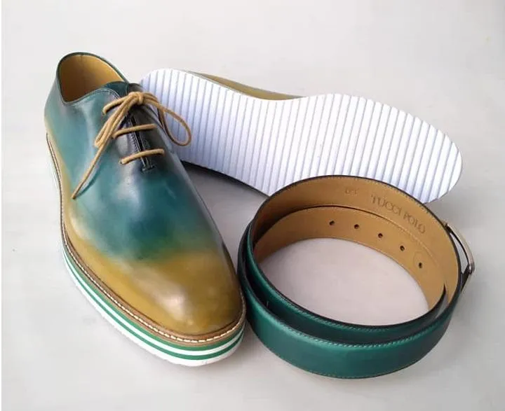 TucciPolo Limited Edition Sporty Handmade Italian Leather Multi-Color Oxford Style Casual Sneaker