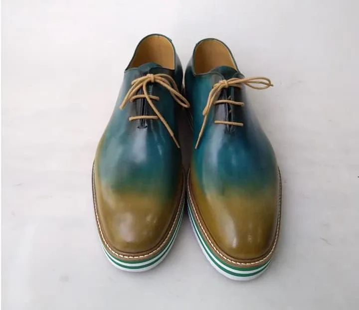 TucciPolo Limited Edition Sporty Handmade Italian Leather Multi-Color Oxford Style Casual Sneaker