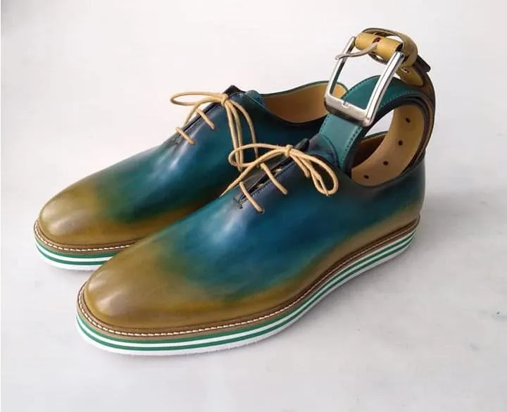 TucciPolo Limited Edition Sporty Handmade Italian Leather Multi-Color Oxford Style Casual Sneaker