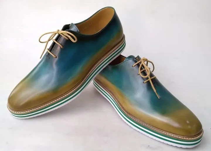 TucciPolo Limited Edition Sporty Handmade Italian Leather Multi-Color Oxford Style Casual Sneaker