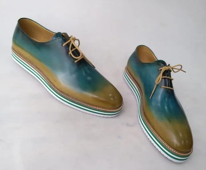 TucciPolo Limited Edition Sporty Handmade Italian Leather Multi-Color Oxford Style Casual Sneaker