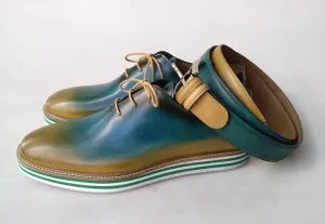 TucciPolo Limited Edition Sporty Handmade Italian Leather Multi-Color Oxford Style Casual Sneaker