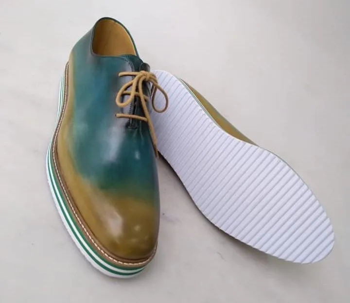 TucciPolo Limited Edition Sporty Handmade Italian Leather Multi-Color Oxford Style Casual Sneaker