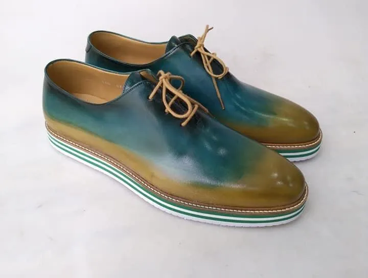 TucciPolo Limited Edition Sporty Handmade Italian Leather Multi-Color Oxford Style Casual Sneaker