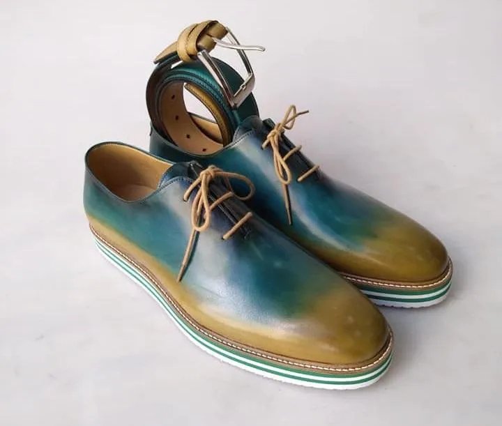 TucciPolo Limited Edition Sporty Handmade Italian Leather Multi-Color Oxford Style Casual Sneaker