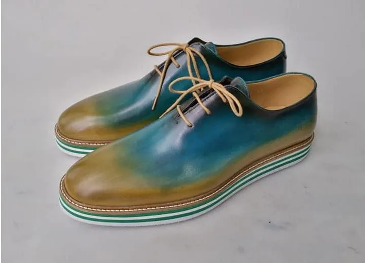 TucciPolo Limited Edition Sporty Handmade Italian Leather Multi-Color Oxford Style Casual Sneaker
