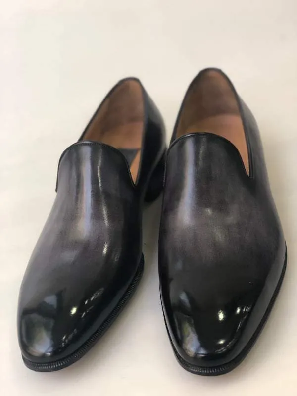 TucciPolo Mens Classic Italian leather Handmade Slip-on Black Loafers Shoes