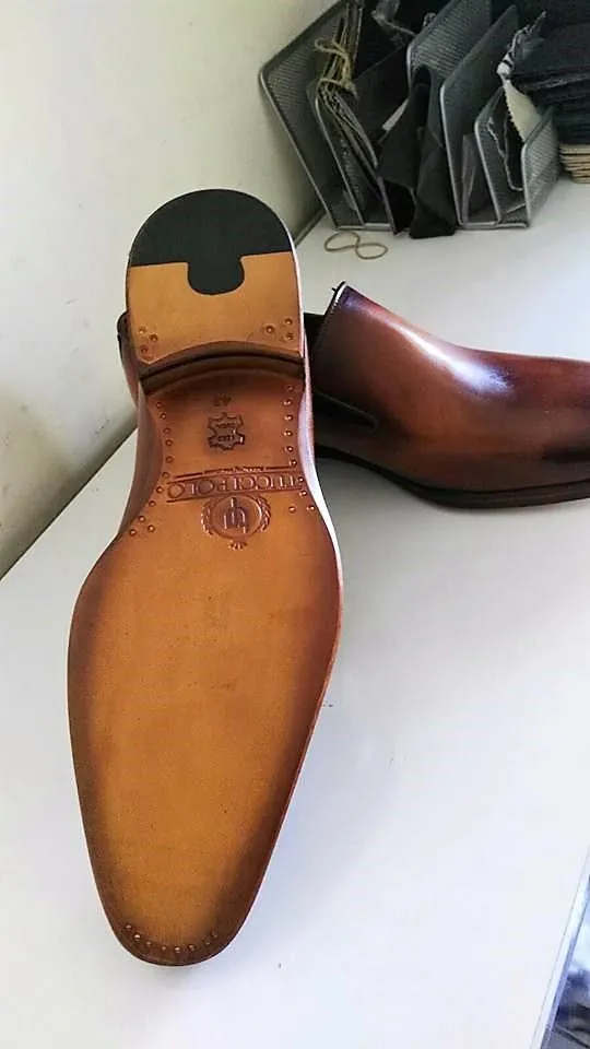 TucciPolo Mens Classic Italian leather Handmade Slip-on Tan Carnel Loafers Shoes