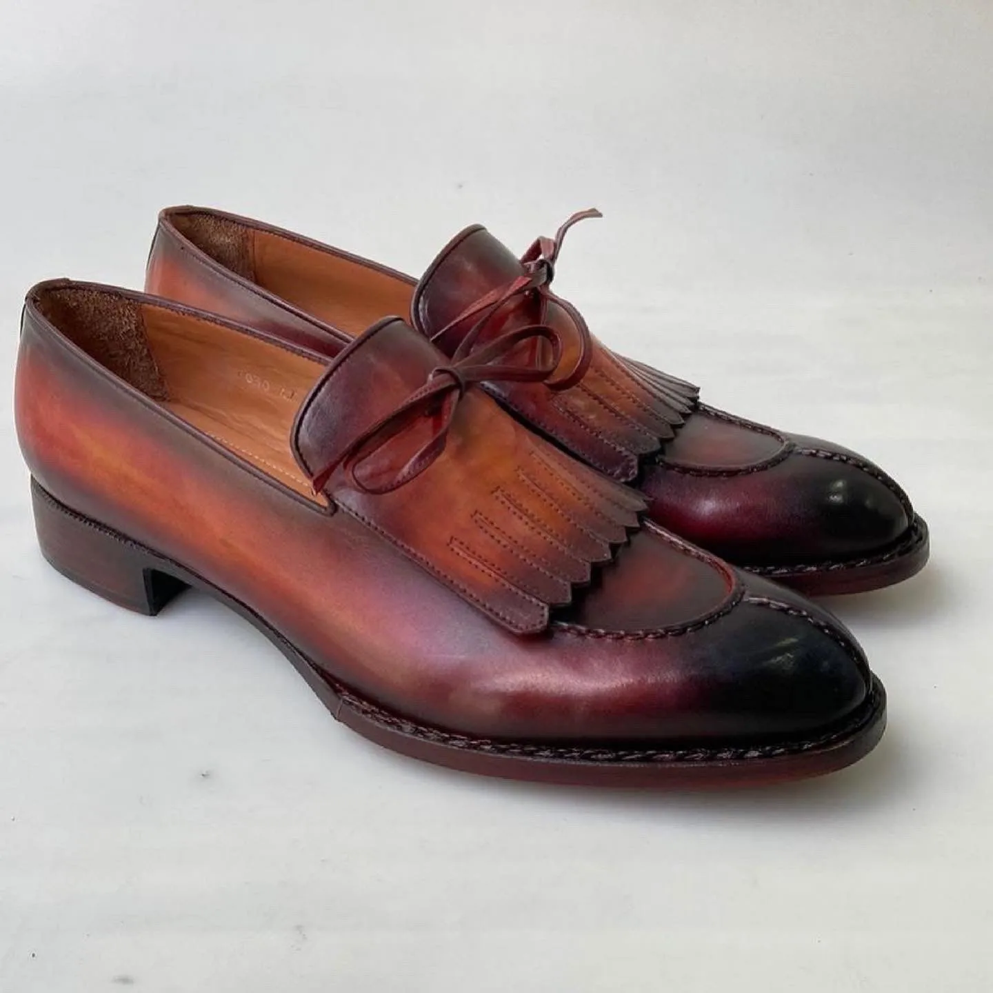 TucciPolo Mens Handcrafted Split Toe Hand Welted Stitched Chocolate-Brown Loafers