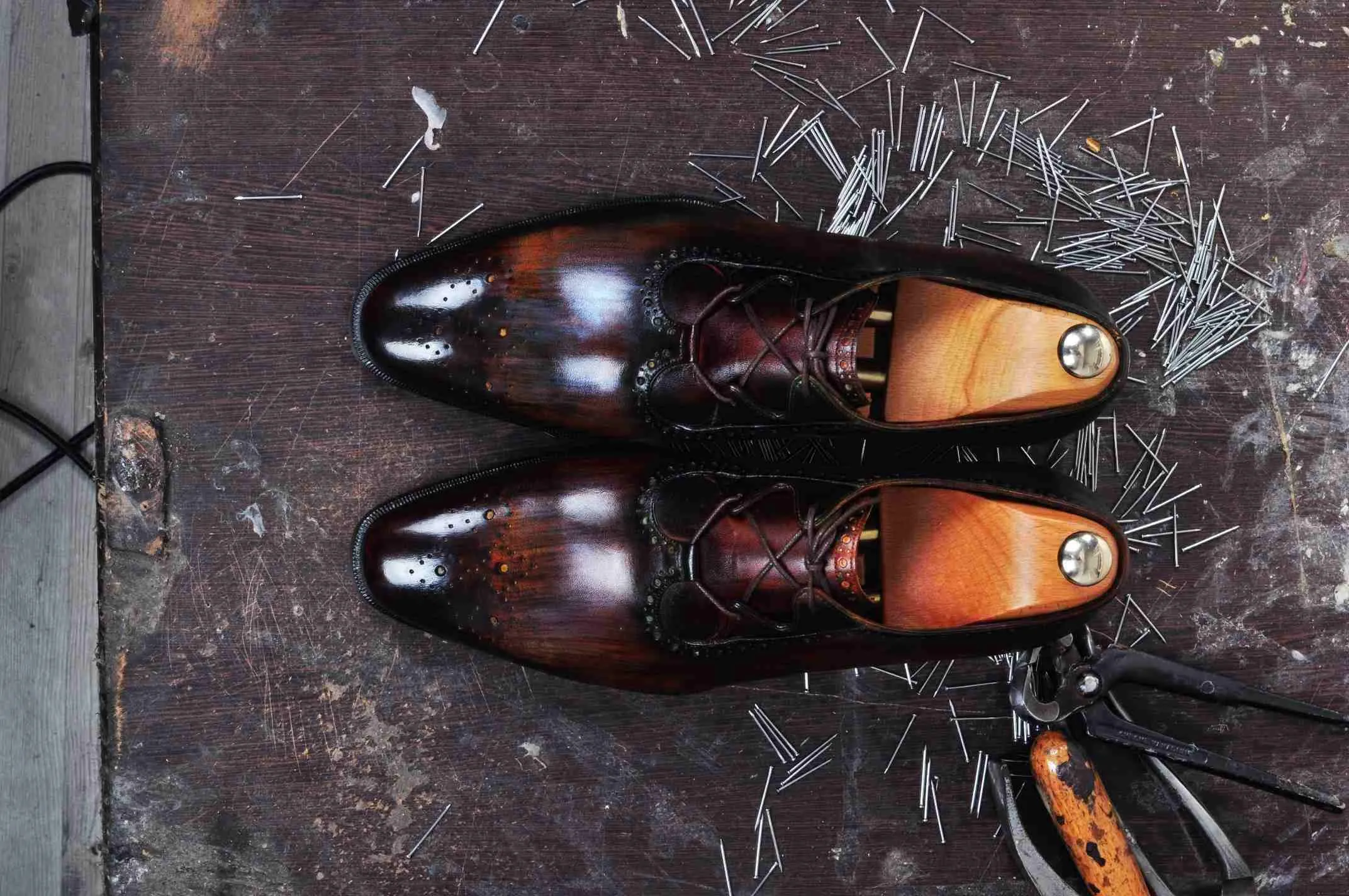 TucciPolo Mens Handmade Burnished Brown Oxford Italian Leather Luxury HandPolished Shoe