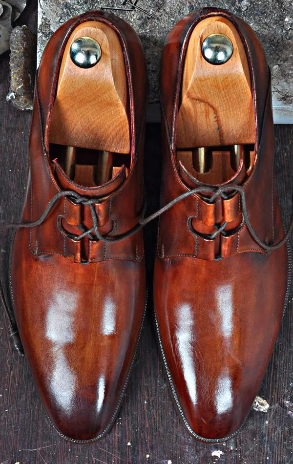 TucciPolo Mens Oxford Natural Handmade Classic Brown Luxury Italian Leather Fashion Shoe
