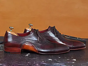 TucciPolo Mens Oxfords Burgundy Naturally Tanned Calfskin Handmade Welted Italian Leather Core Luxury Shoe