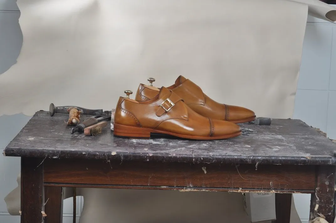 TucciPolo Mens Single Monkstrap Tobacco Tone Mens Classic Handmade Italian Leather Luxury Shoe