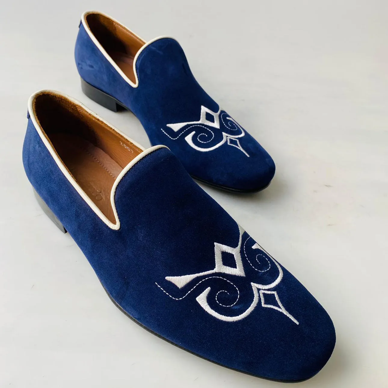TucciPolo Premium Italian Suede Mens Luxury Blue Slip-on Slippers Loafer Shoe