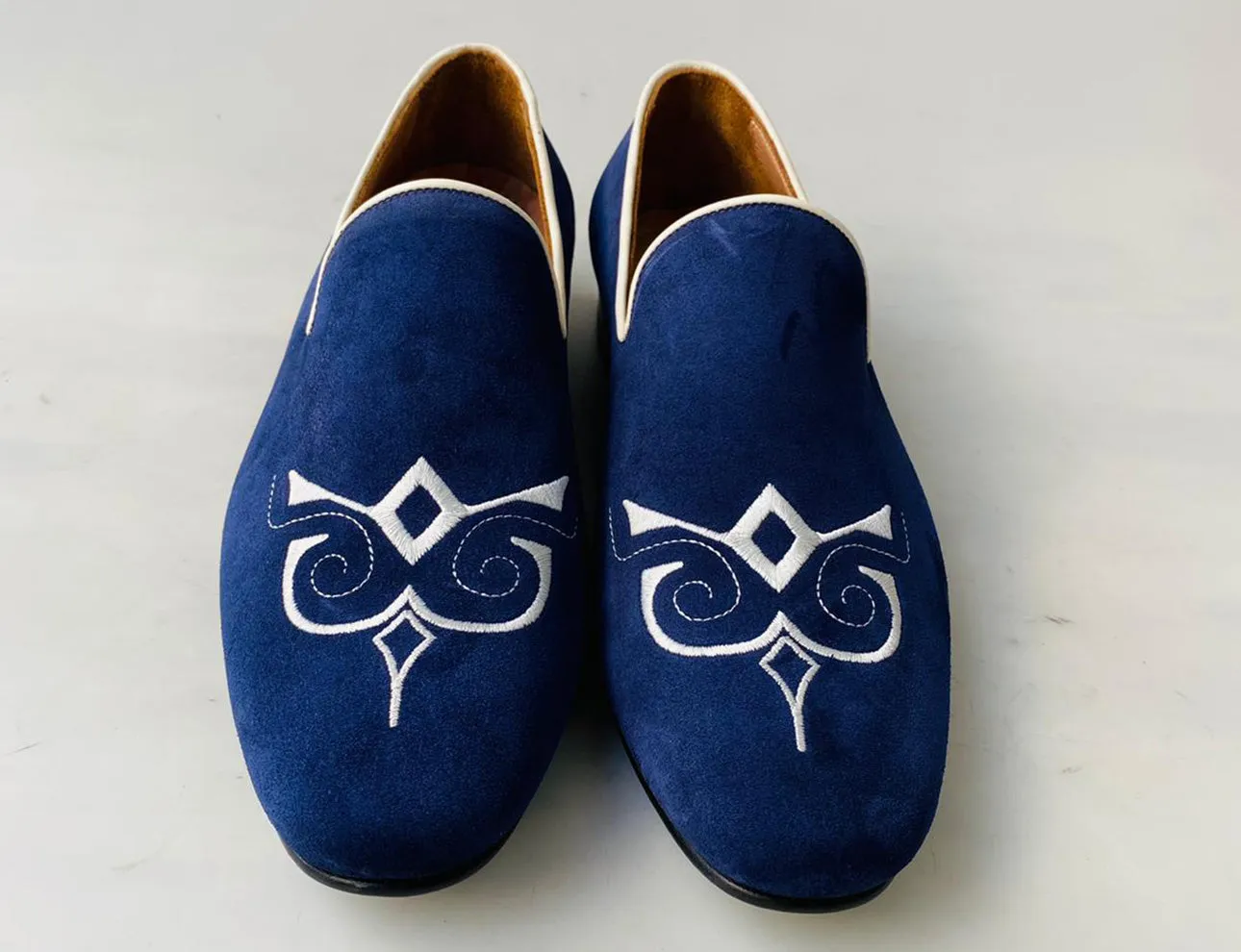 TucciPolo Premium Italian Suede Mens Luxury Blue Slip-on Slippers Loafer Shoe